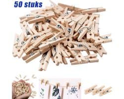 50 stuks wasknijper - kleine houten wasknijpers - Wasknijpers Hout - Knijpers Hout - 3.5*0.7cm - Voor Decoratie & DIY perfect voor het maken van kleine en verfijnde houten decoratieve klemmen Ideaal om foto's aan de muur te hangen — afbeelding 1