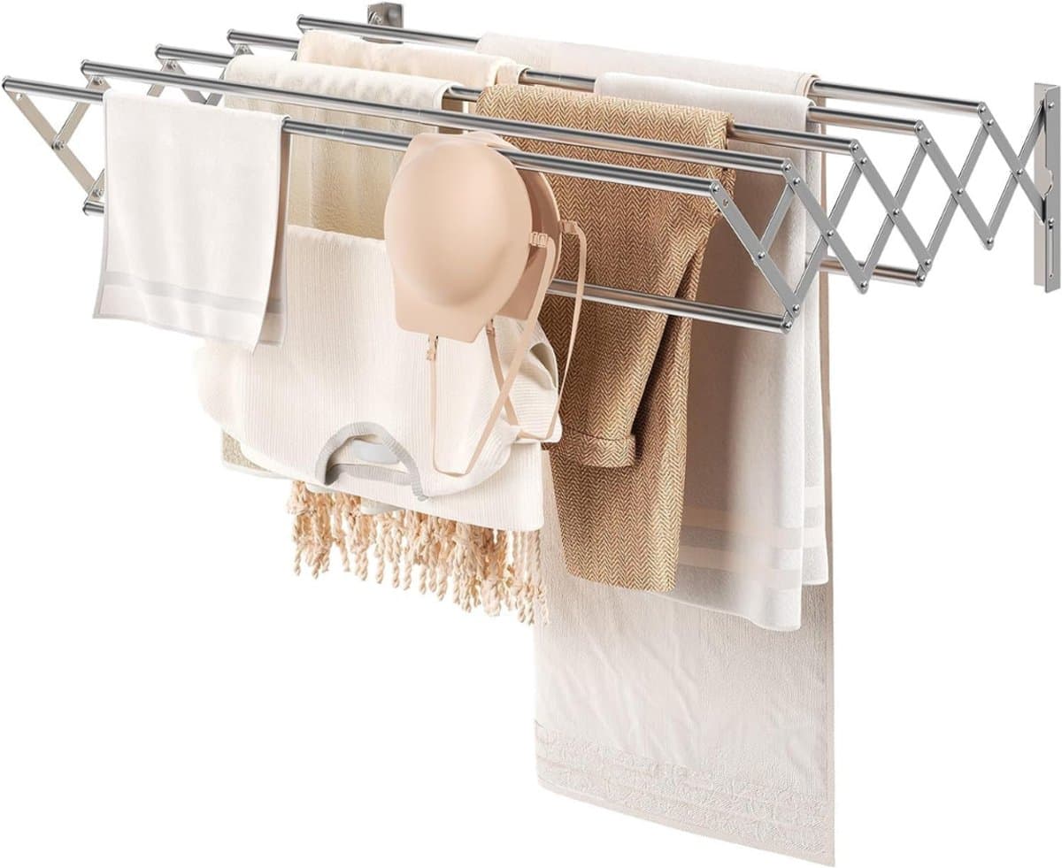 SAVI® Wanddroogrek Inklapbaar - Wanddroogrek - Zilver - 59cm x 80cm x 19cm; 1.56 kg — afbeelding 1