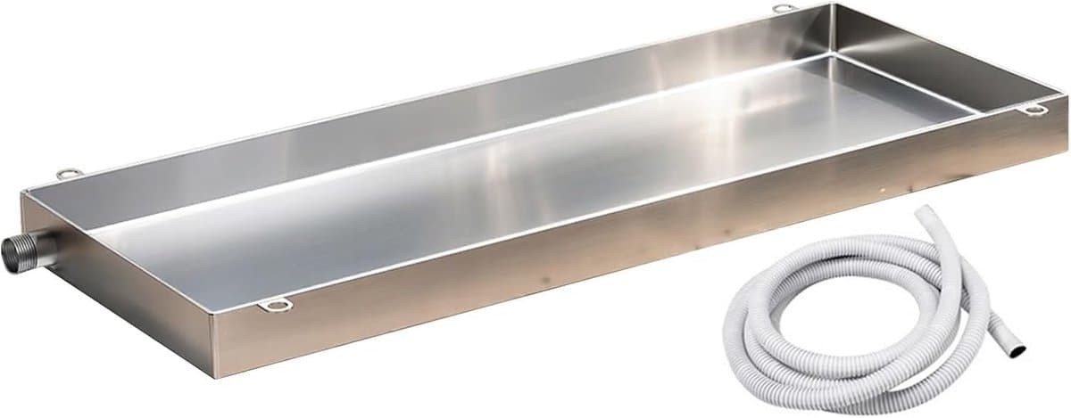 Opvangbak met afvoer - Condensbak lekbak - Airco condens opvangen - Roestvrij staal 304 - 20x10cm - Zwart — afbeelding 1