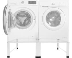 Dubbel wasmachine-onderstel - Wasmachinekast staal - Ruimtebesparing Bijkeuken - Dubbele Draagkracht - 126x54x32 cm - Wit