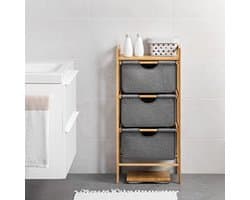 Stunq® bamboe opbergkast met drie lades - Stevig rek voor wasgoed en spullen - Handig badkamer meubel