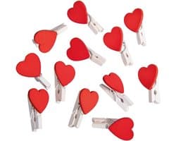 Mini wasknijpers "Hart" Rood-Wit, 50 stuks, 3 cm, Creatieve knutselprojecten, Decoraties, Valentijnsdag, Bruiloft, Moederdag, Cadeau