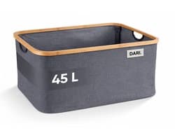 DARI. Opvouwbare Wasmand 45L – Heupwasmand – Wasmanden – Opbergmand – Wasbox – Bamboe – Grijs — afbeelding 1