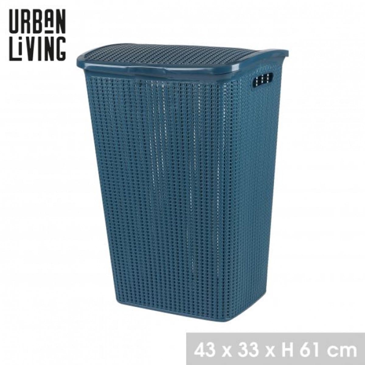 “PASHA” Wasmand met deksel – 43×33×61 cm – Donker saffier — afbeelding 1