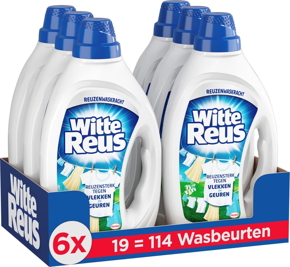 Witte Reus Gel - Vloeibaar Wasmiddel - Witte Was - 6 x 19 Wasbeurten - Voordeelverpakking — afbeelding 1
