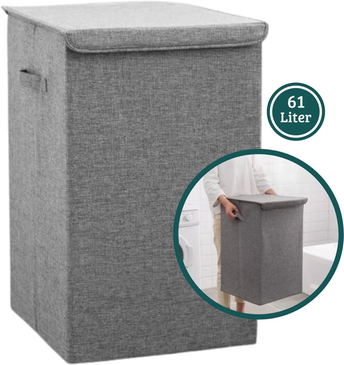 Janse® Wasmand - Stevige opvouwbare wasmand - 61 Liter - Badkamer organizer - Opbergbox - Wassorteerder - Laundry basket - Opbergbak — afbeelding 1