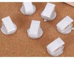 Verpakking van 8 stuks - Acryl/PP-clips - Draaibare clips - Zelfklevende draaibare clips - Kantoorartikelen - Wit