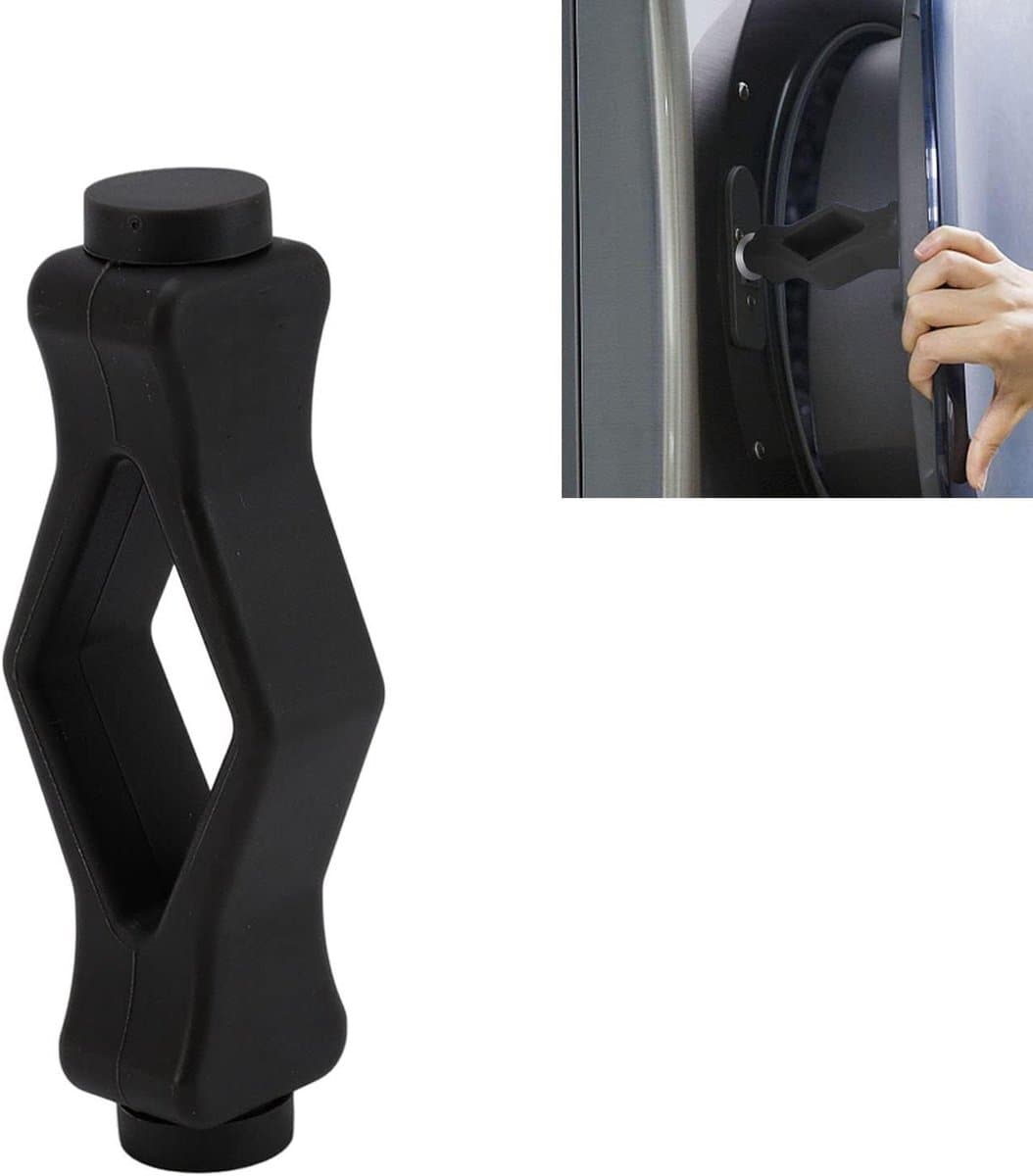Allecto Plus - Flexibele wasmachine-deurstopper voor kinderveilige frontlader - Sterke magneet - Zwart — afbeelding 1