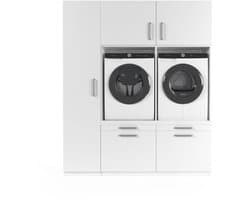 Wasophoogte® Wasmachine Kast Lyon - Wasmachine verhoger - Wasmachine ombouw - 700(D)*1780(B)*2110(H) mm - Wit