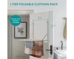 Famanu - Hangend wasrek inklapbaar 41 x 44 x 58,5cm – Ruimtebesparend droogrek hangend – Droogrekken met verstelbare hoogte – Aanpasbaar aantal stangen