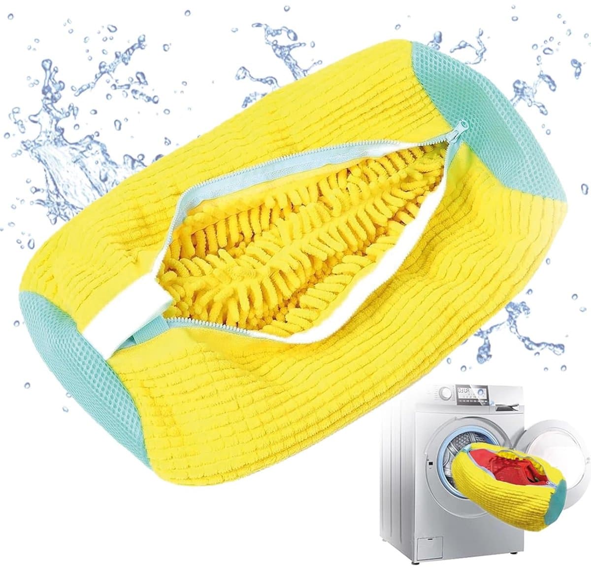 Waszakken Geel - Schoenwaszakken - Met Rits - Bescherming - Duurzaam - Sportschoenen - Sneakers - Wassen - Schoen - Waszak - Slim wassen -ze na - herbruikbare schoenenwaszak voor alle soorten en maten schoenen — afbeelding 1