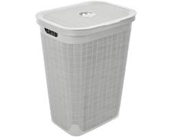 Wasmand 'Hessian' met deksel - 60 Liter - Box - lichtgrijs - Ventilatie