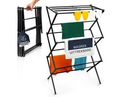CLGP® Droogmolen met Voet voor Camping & Thuis - Wasrek Staand - Droogrek Inklapbaar - Zwart