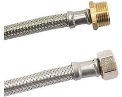 Flexibele waterslang 1/2 inch, 50cm, RVS omvlechting