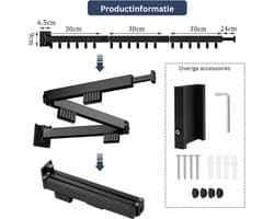 ZRSS® Droogrek Muur - Wasrek Muurbevestiging - Handdoekrek Badkamer - Wanddroogrek - Uitklapbaar - 120 cm