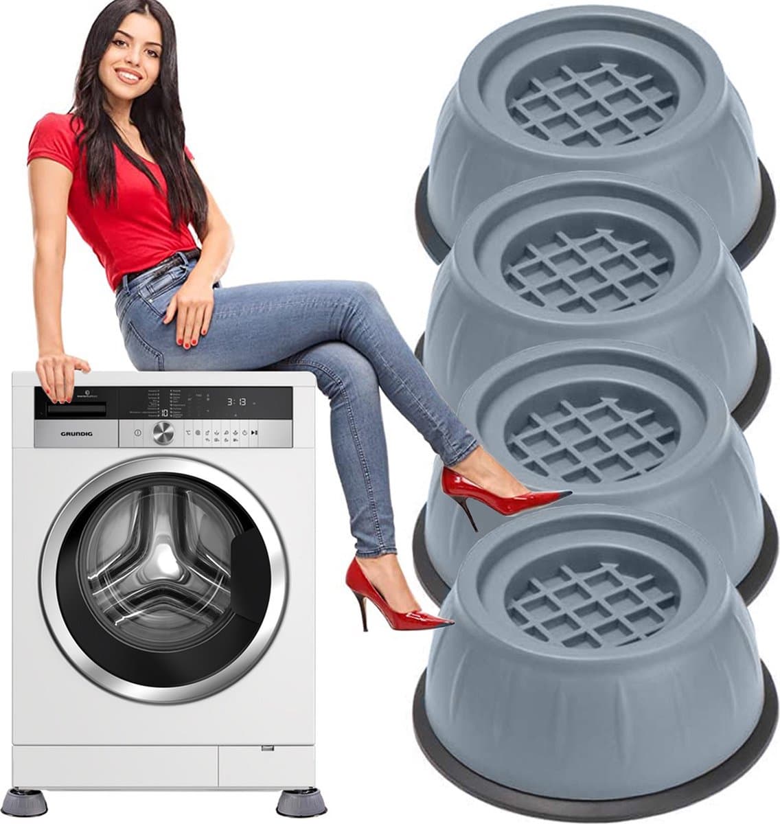 Trillingsdempers Wasmachine - 4 Stuks - Wasmachine Verhoger - Wasmachine Dempers - Droger - Vaatwasser — afbeelding 1