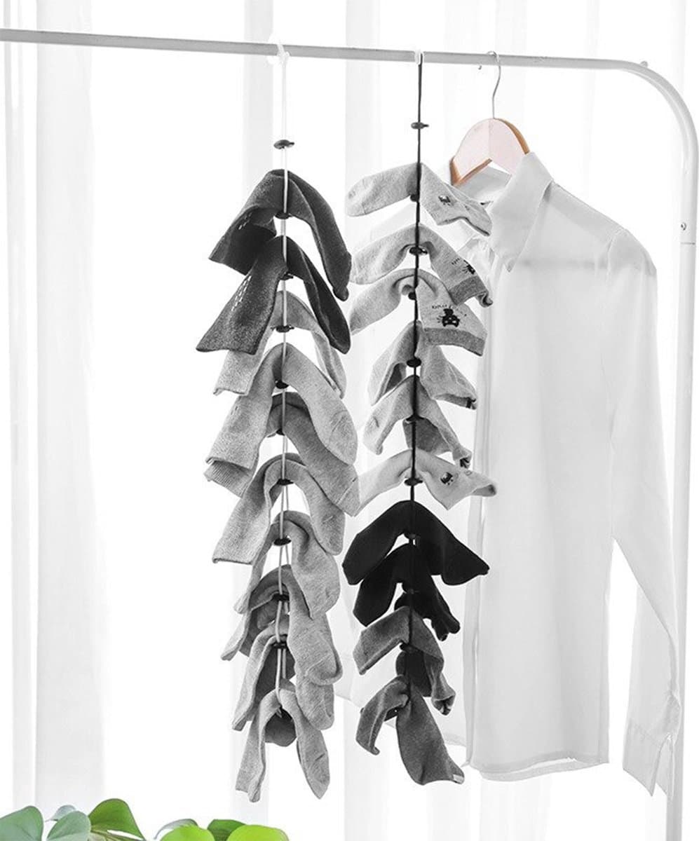 Sokken Waslijn – Sokken Organizer – Sokken in de Was – Waskoord – Sokken bijeen houden – Sokken Wassen – Koord – Wit – 10 paar sokken — afbeelding 1