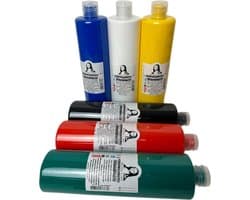 Südor Textielverf set 6 x 500 ml. Wasbestendige textielverf voor lichte stoffen. Wasmachinebestendig, wasbestendig. Fixatie door strijken (6-kleurenset)