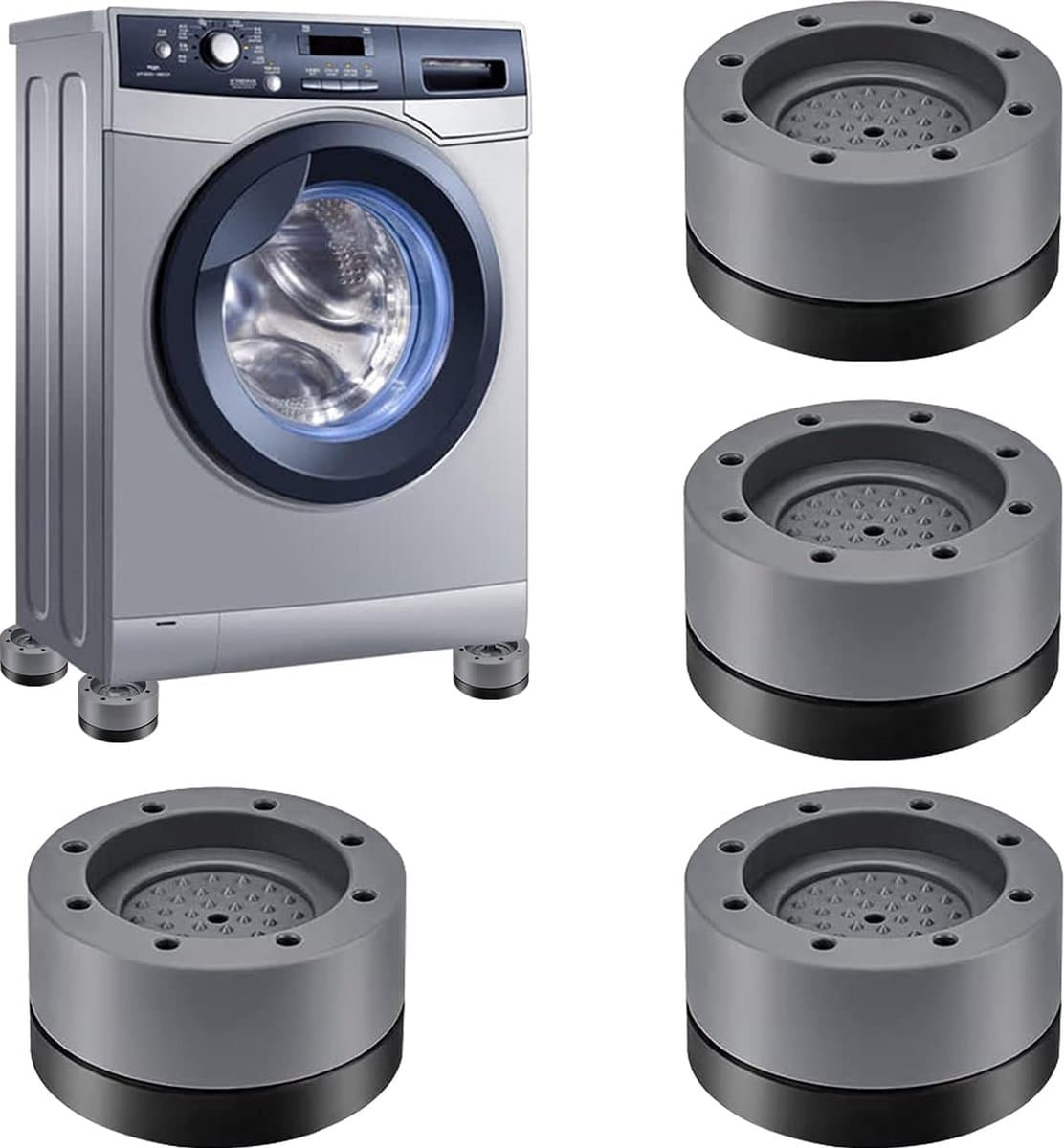 Waledano® Wasmachine Trillingsdempers - 4 Stuks - Schokdempers - Stapelbaar - Droger - Vaatwasser - Verhoger - Extra Dik Antislipvoeten — afbeelding 1