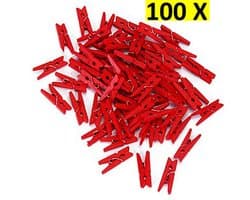 Mini Wasknijpers - Kunststof - 25MM - Hang klem - Rood - 100 stuks — afbeelding 1