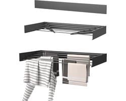 Wasophoogte® Wanddroogrek - Wandmontage Droogrek - Inklapbaar Droogrek - Muurdroogrek - Wasrek hangend - 100cm - 6m Drooglengte - Zwart — afbeelding 1