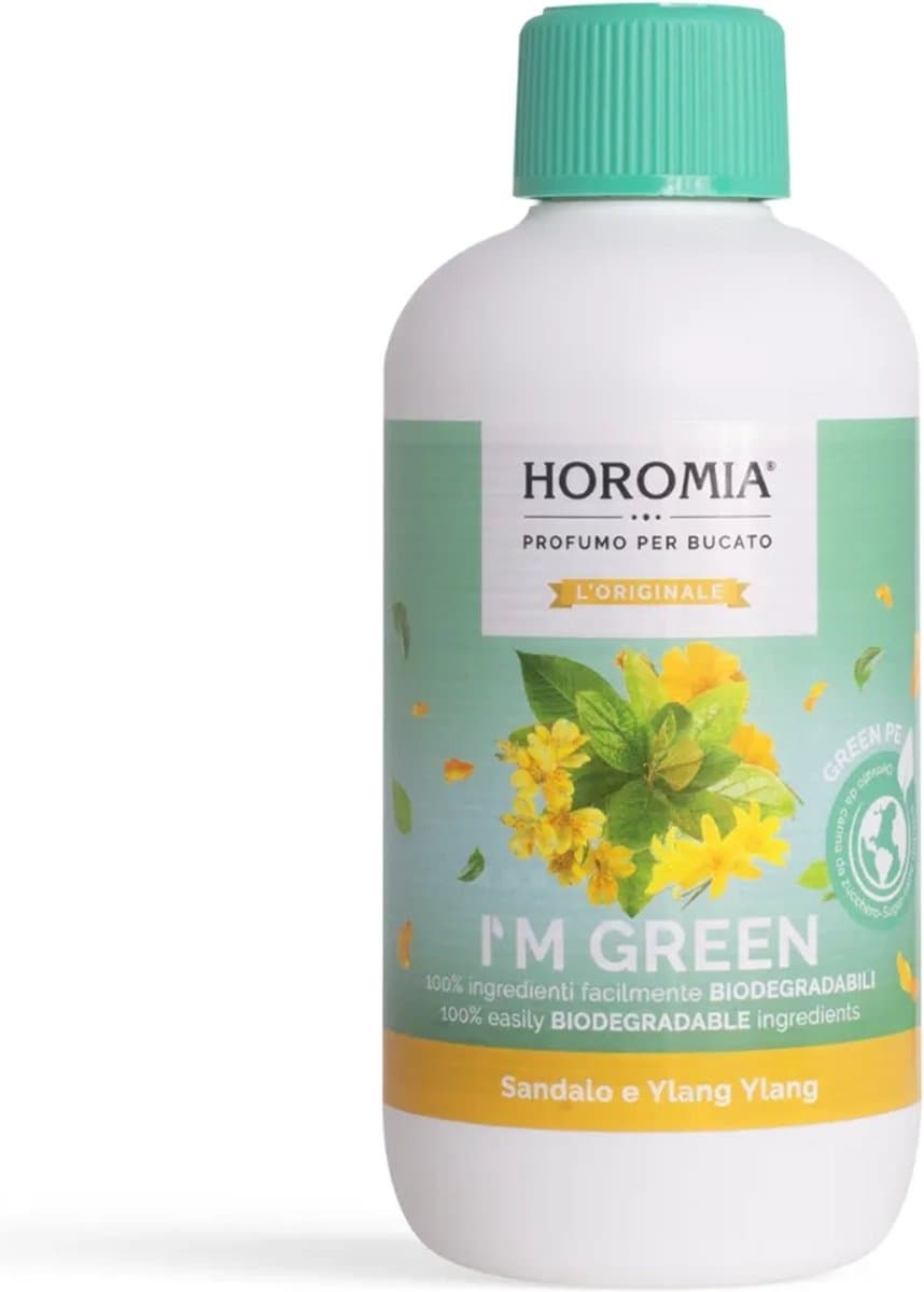 Horomia Wasparfum I’M GREEN Biologisch Sandalo e Ylang Ylang - 400 ml - Geur bij de Was - Parfum voor de Was - Wasgeurtje — afbeelding 1