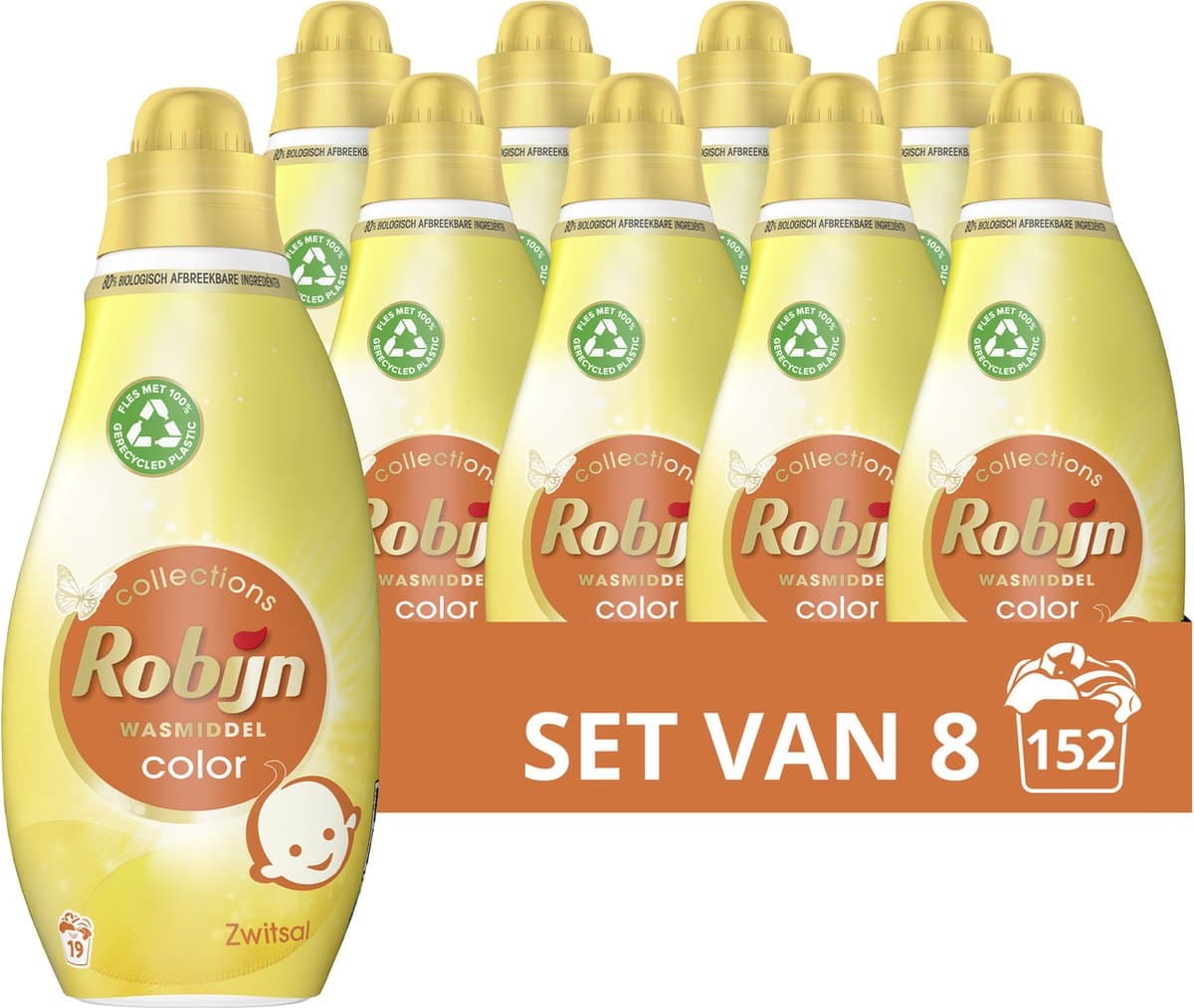 Robijn Klein & Krachtig Collections Color Zwitsal Vloeibaar Wasmiddel - 8 x 19 wasbeurten - Voordeelverpakking — afbeelding 1