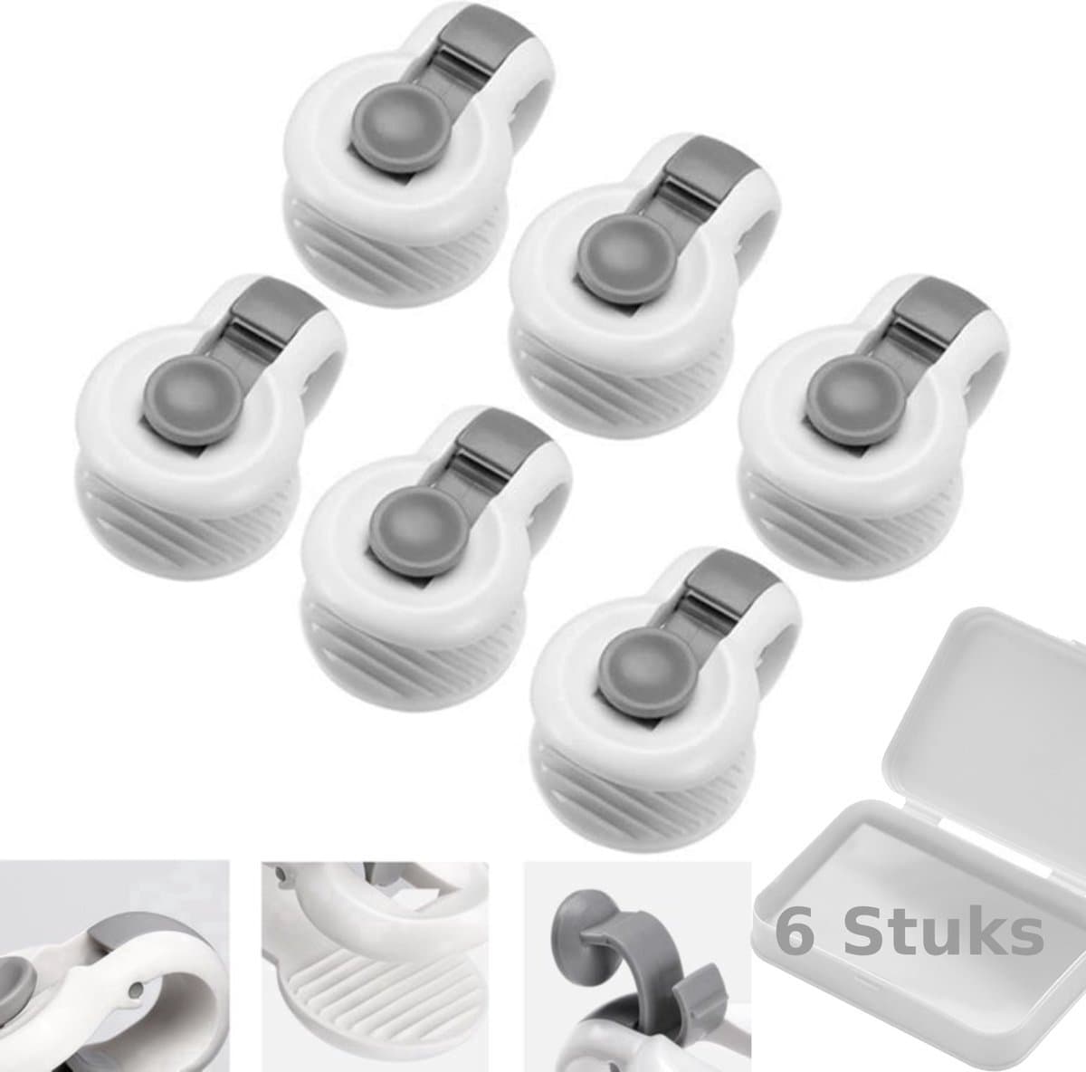 Stevige Dekbed clips - Dekbedclips - Dekbed Knijpers - Clip Dekbedovertrek - 6 stuks - Wit / Grijs — afbeelding 1