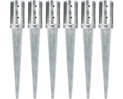 vidaXL - Grondpinnen - 6 - st - 8x61 - cm - gegalvaniseerd - staal - zilverkleurig — afbeelding 1