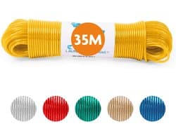 LaundrySpecialist Waslijn - Waslijndraad - Wasdraad - Waslijndraad met stalen kern - 35 meter met stalen kern - Geel