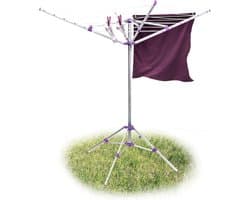 DailySupplies® Droogmolen met Voet voor Camping & Thuis - Wasrek Staand - Droogrek Inklapbaar - Zilver en Paars