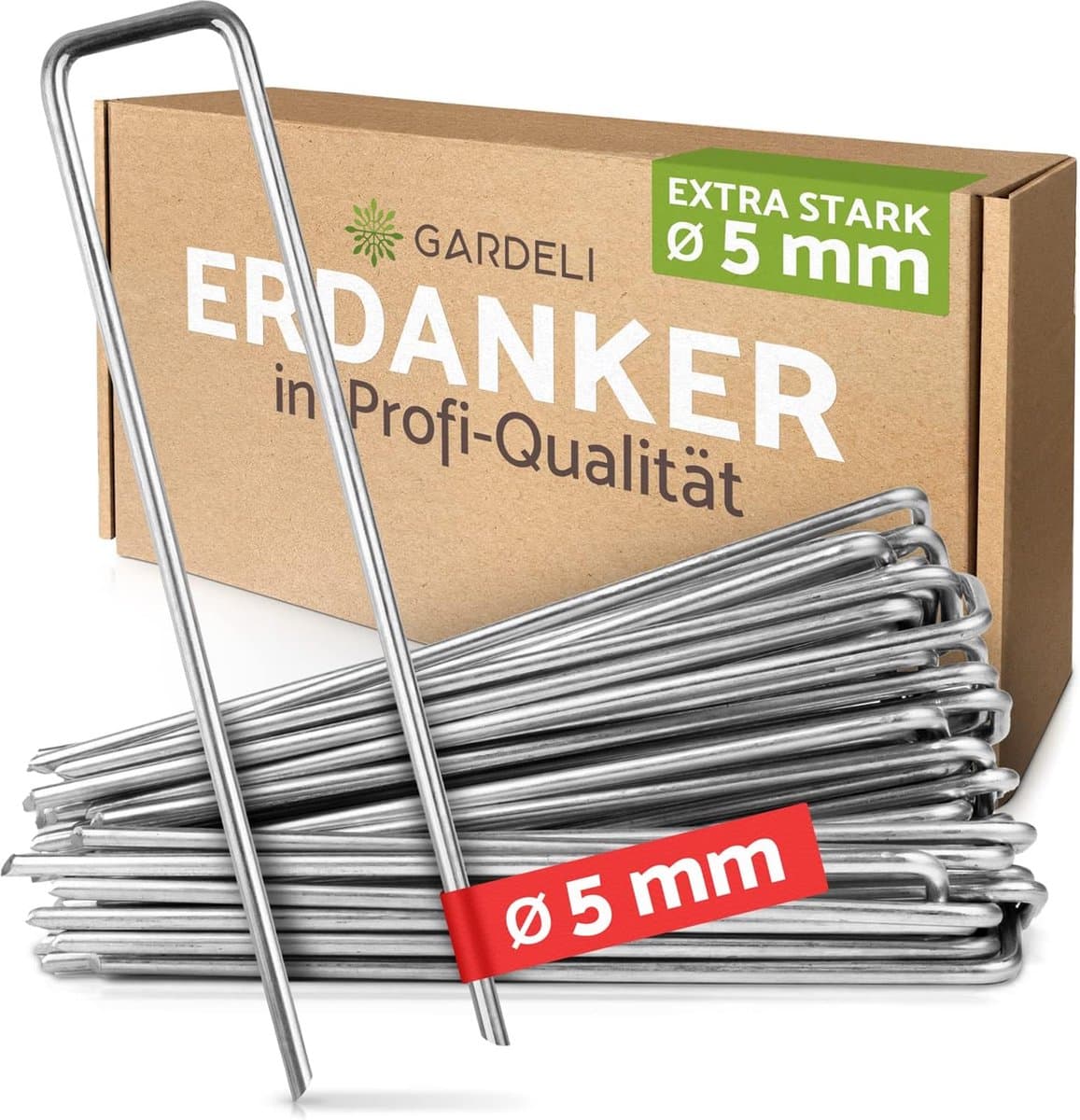 Anti-roest grondankers (Ø 5 mm) voor extreem harde vloeren ongelooflijk stabiele, verzinkte staaldraad (roestvrij) professionele grondankers 20 cm lang, 3 cm breed (40 stuks) — afbeelding 1