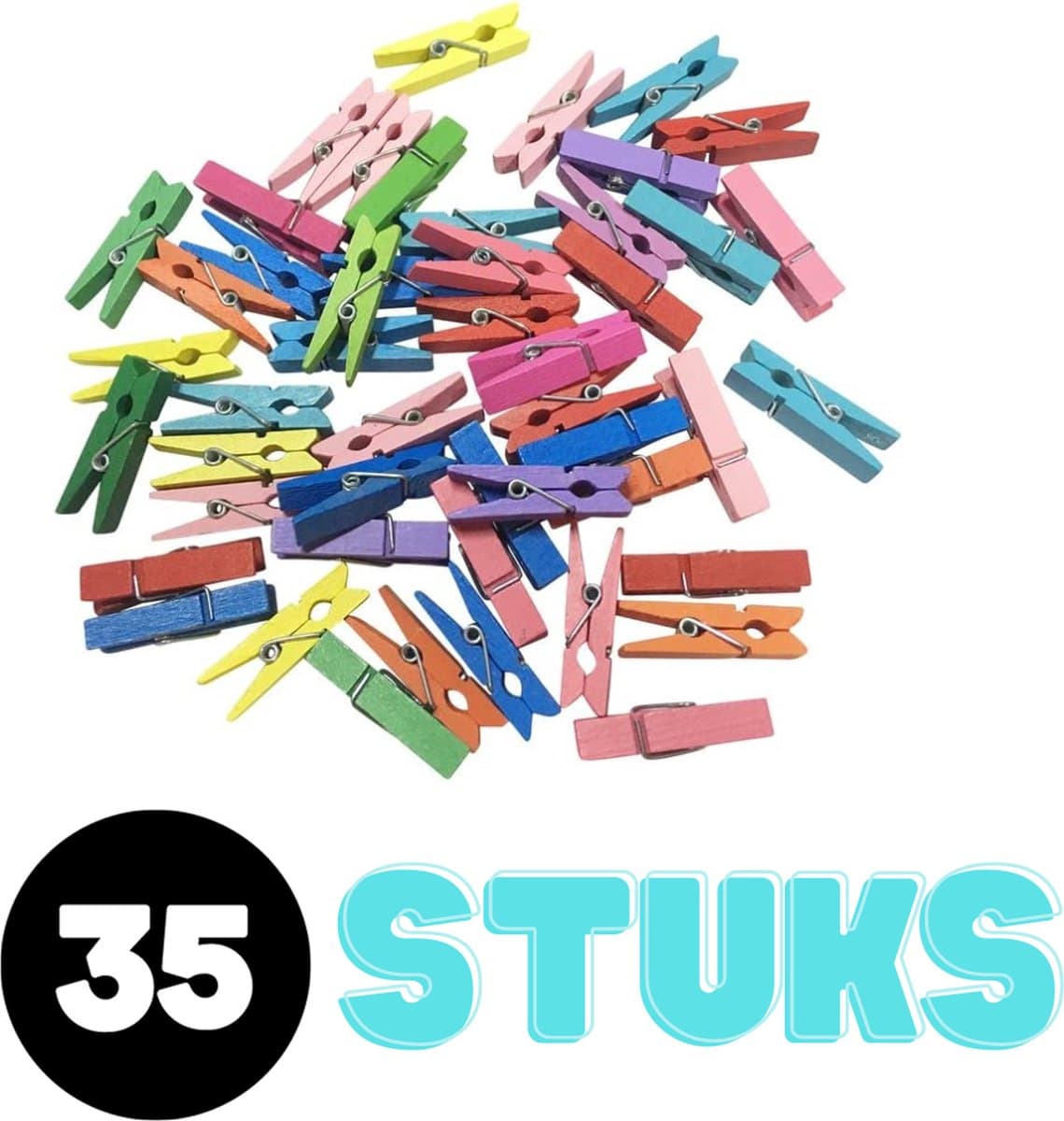 Mini Wasknijpers Set - 35 stuks - Houten Knijpers - Kleine Wasknijpertjes - Ophangen kaartjes/foto´s - Decoratie - Accesoire — afbeelding 1