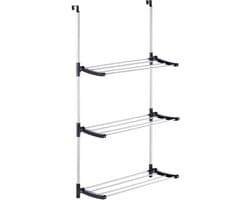 Kinvara droogrek - zilver/zwart - 12 x 7 x 61 cm - metaal/kunststof - wasrek - ophangbaar