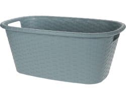 Grijsgroene wasmand 35 liter 60 x 40 x 25 cm - Kunststof/plastic draagmand - De was doen huishoudartikelen - Wasmanden/wasgoedmanden — afbeelding 1