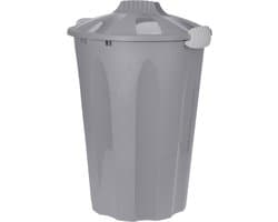 Bellatio Wasmand - kunststof - grijs - deksel - 40 liter - Wasmanden/wasgoedmanden - Huishouden