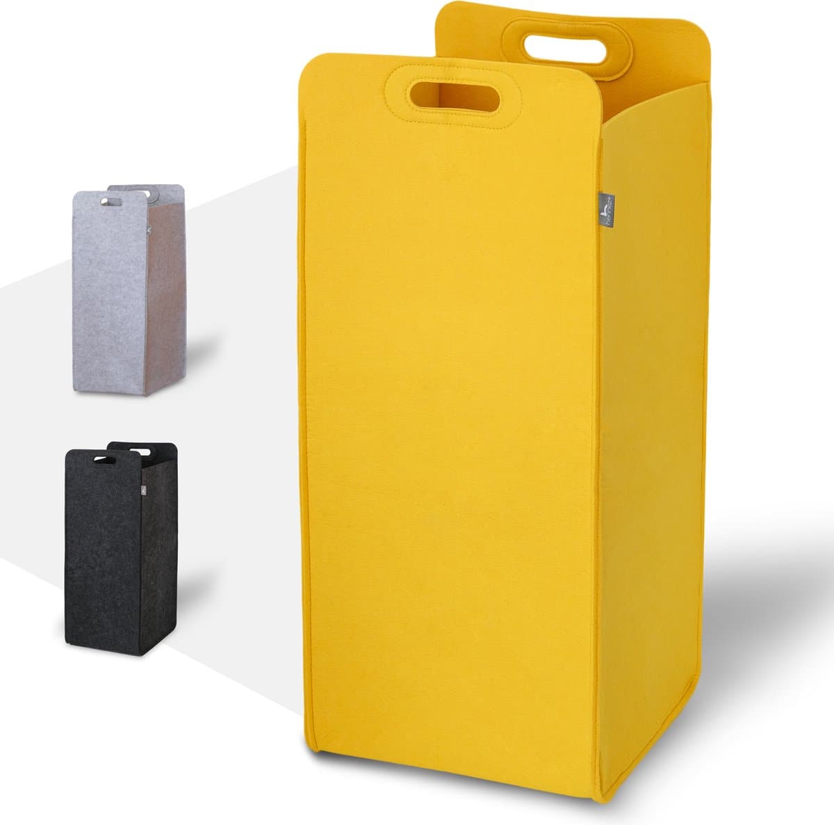 HENNEZ Wasmand | Grote waszak | Ruimtebesparend en stijlvol design | Praktische Opvouwbare Wasmand voor Vuile Was | 80 Liter Wasmand | Vilt - Geel — afbeelding 1