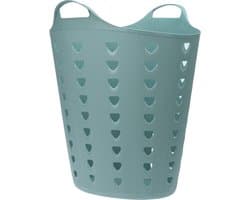 Excellent Houseware Flexibele wasmand - groen - 60 liter - kunststof - 47 x 50 cm