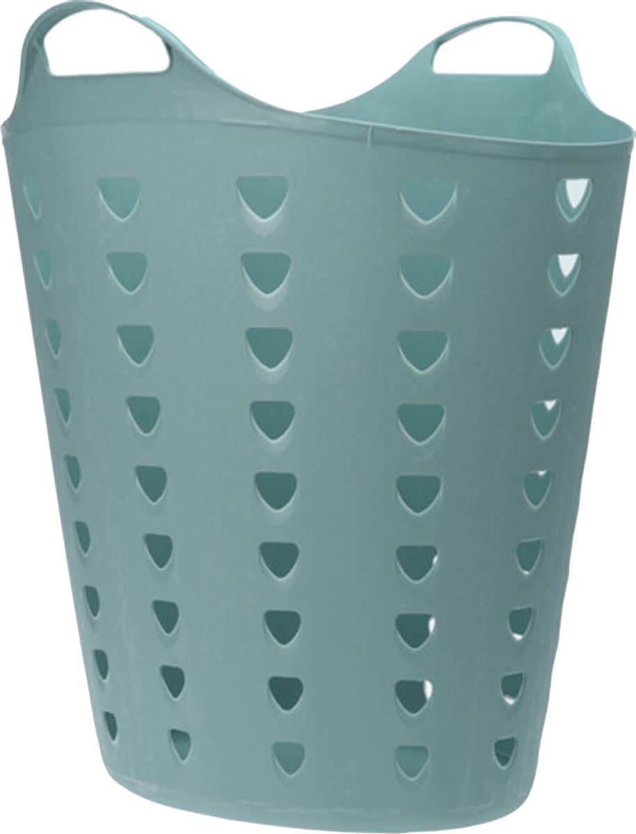 Excellent Houseware Flexibele wasmand - groen - 60 liter - kunststof - 47 x 50 cm — afbeelding 1