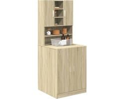 Wasmachine ombouw - Kast - Opbouwmeubel - Verhoger - Wasmachine meubel - Opbergkast - Hout - Sonoma Eiken