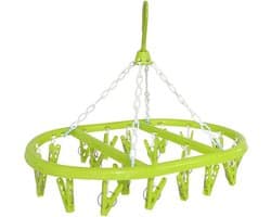 Droogcarrousel/droogmolen groen met 20 knijpers 41 x 32 cm - Droogrek/Droogmolen/Wasrekje