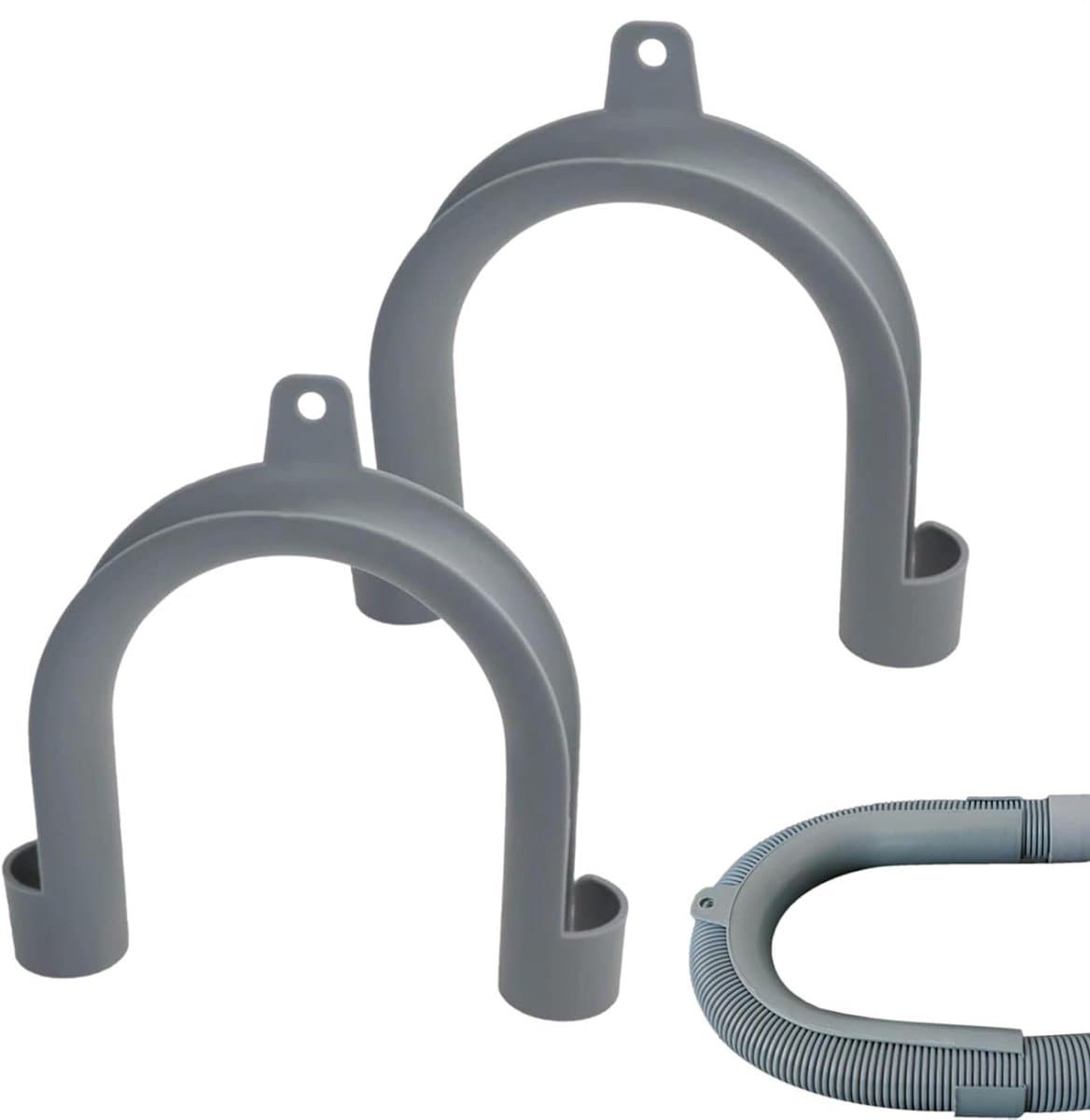 Afvoerslang Houder - Wasmachine Ophangbeugel - Afvalwater Afvoeren - Geurloze Drainage - 2 Stuks - Grijs — afbeelding 1