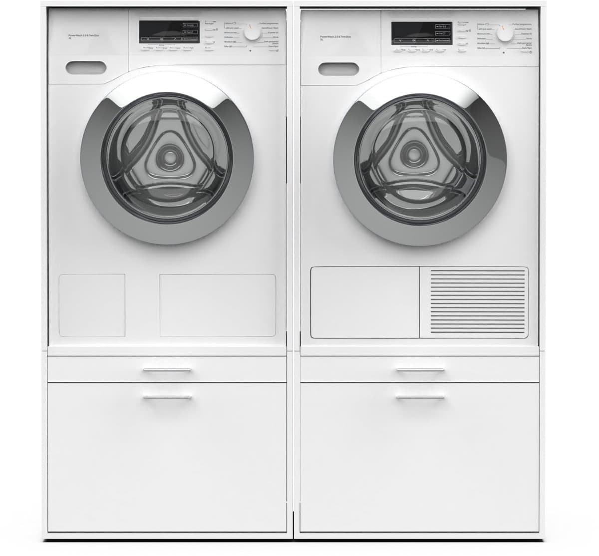 Washcab® Wasmachine Kast - Wasmachine Verhoger - Wasmachine Ombouw - Wit - Duo Set Low 1 - 120kg draagkracht - 5 jaar garantie — afbeelding 1