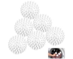 6 stuks-Wasbal - wasmiddelbal - wasklopper - geschikt voor wasmachines en drogers - voorkomt dat kleding in de knoop raakt - wit - 6*6*6 cm