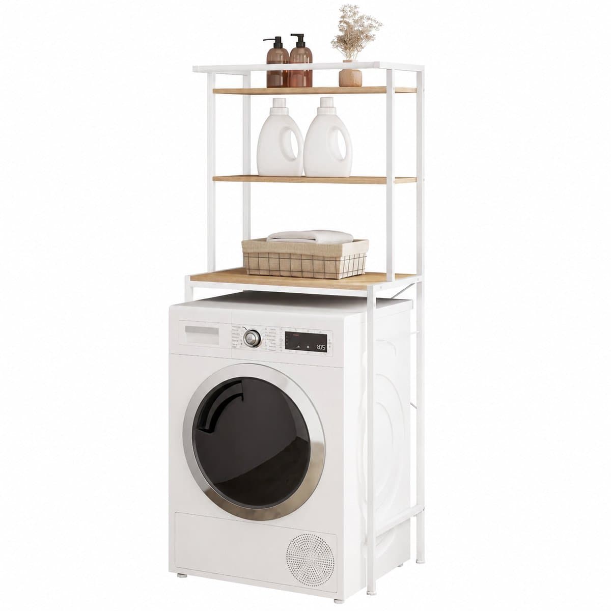 SmartLiving.Store - Wasmachine Kast - Wasmachine Ombouw - WC Ombouw - Wasmachine Rek - Badkamerkast - 3 Planken - 67x162x40 cm - Wit — afbeelding 1