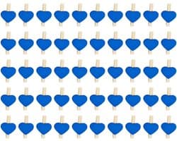 Houten Wasknijpers - Mini Clips Foto - Decoratie Ambachten - Hartvorm Ontwerp - 3 cm - Donkerblauw