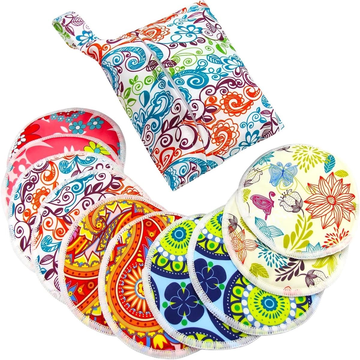 Herbruikbare Borstvoedingspads - 10 Wasbare Pads met Nat- en Waszak, Grote Nipple Pads voor Comfort en Hygiëne tijdens het Voeden — afbeelding 1