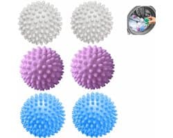 6 stuks wasballen voor de wasmachine - droogballen - wasballen voor de wasmachine - droogballen voor de wasdroger - herbruikbaar - voor het reinigen van kleding thuis