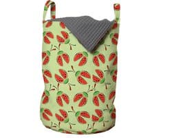 ABAKUHAUS Ladybug waszak, Funny Insects Spring, wasmand met handvatten, trekkoordsluiting voor wasserettes, lichtgroene vermiljoen