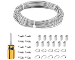 Allecto - roestvrijstalen kabel - waslijn kabel - 30 meter lengte